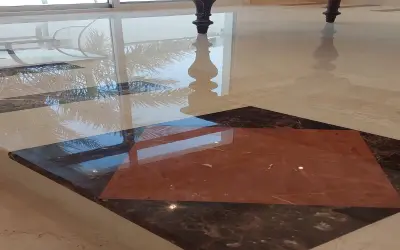 Professional nano-sealing application on Dubai marble kitchen counters