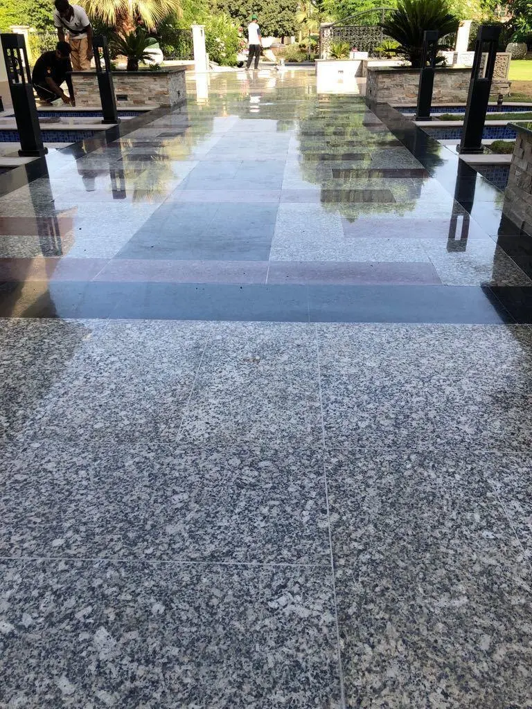 Professional granite polishing and crystallization services for luxury floors in Dubai