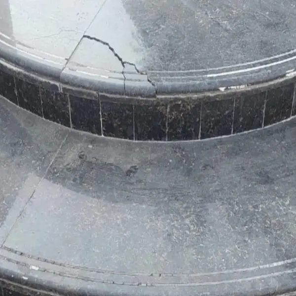 Dull and scratched Italian marble floor in a Jumeirah villa before professional restoration Dubai