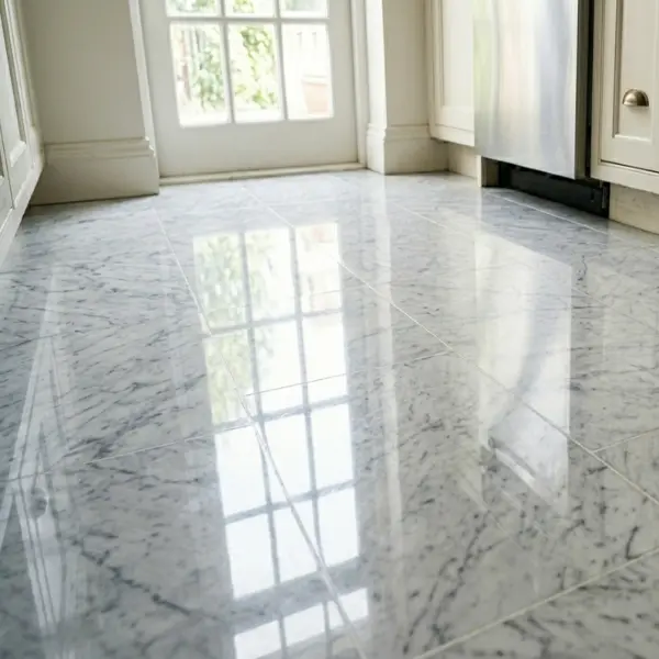 Clean and restored marble floor in Downtown Dubai after professional stain removal